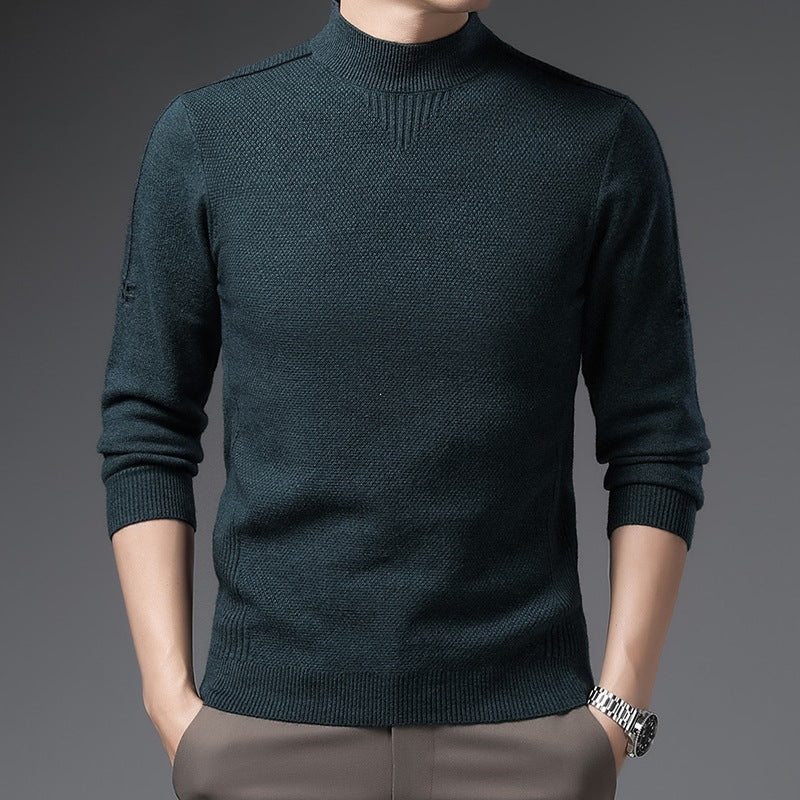 Herren Slim-Fit Strukturierter Feinstrickpullover mit kurzem Schlauchkragen und gerippten Säumen Drune