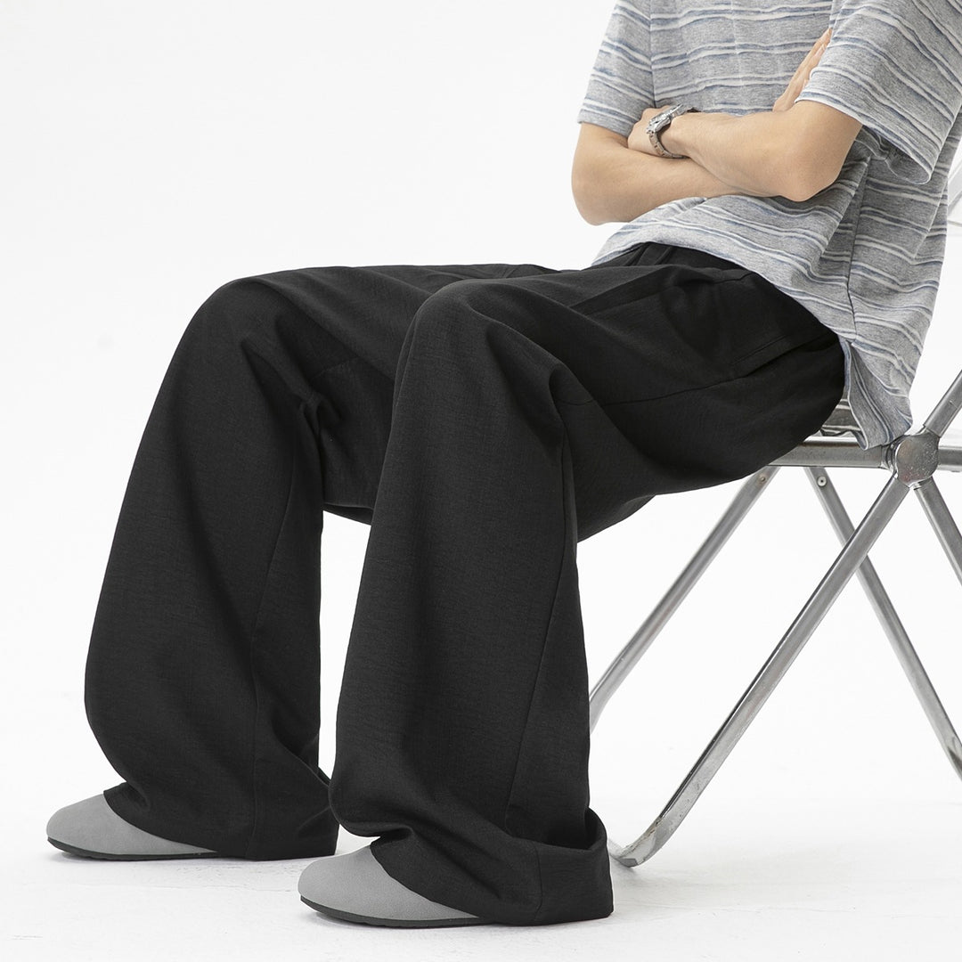 Herren Weite Leinenhose mit hoher Taille, Bundfalte & relaxed Silhouette Drune