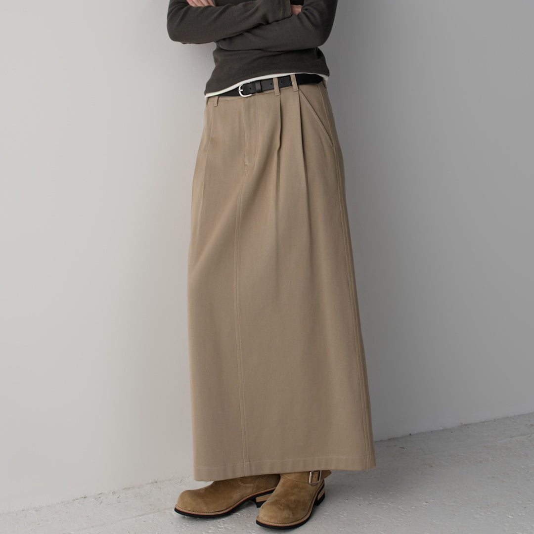 Damen eleganter und hoch taillierter Maxirock mit Falten Drune