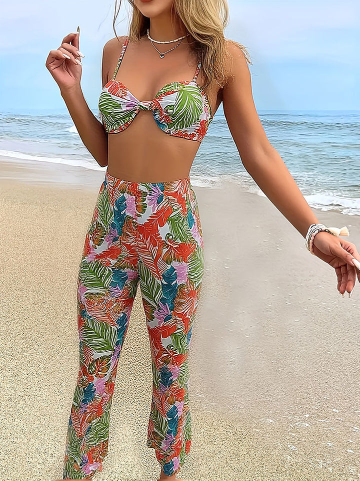 Damen Bleistift-Hosen-Set mit floralem Oberteil Drune