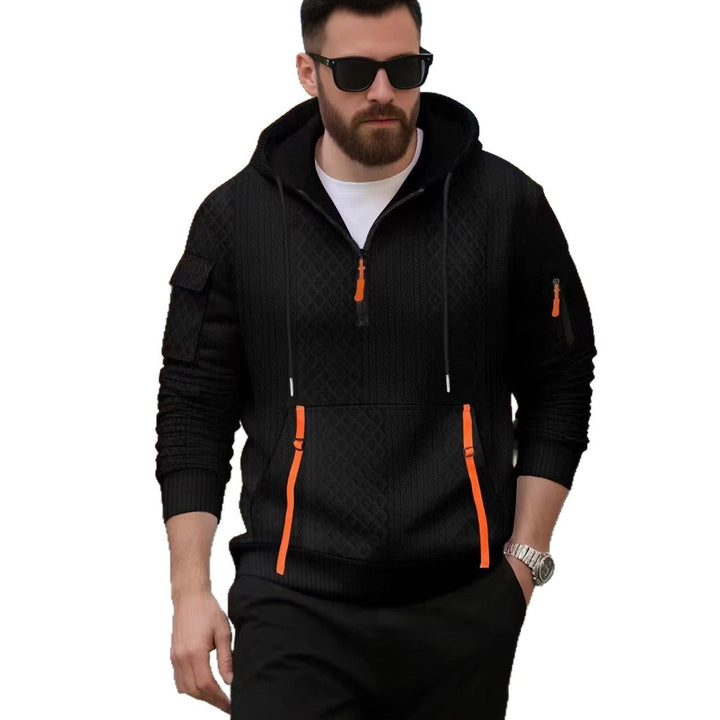 Herren sportlicher Kapuzenpullover mit strukturiertem Design und praktischen Reißverschlusstaschen Drune