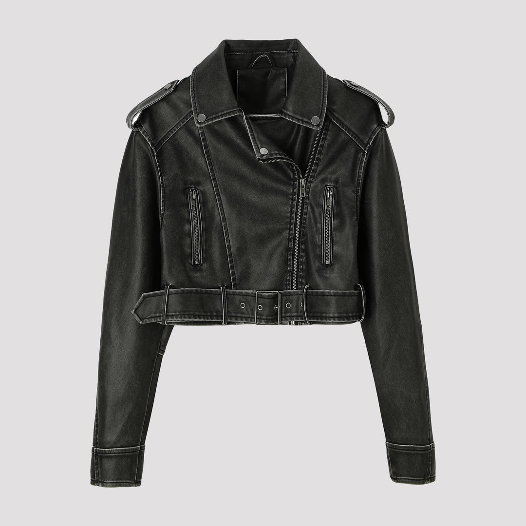 Damen Cropped Bikerjacke Drune