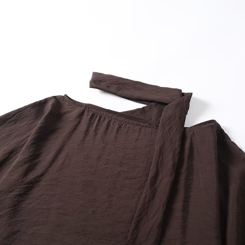 Damen Asymmetrisches Poncho‑Cape mit Bindeschal und Ösenbesatz Drune