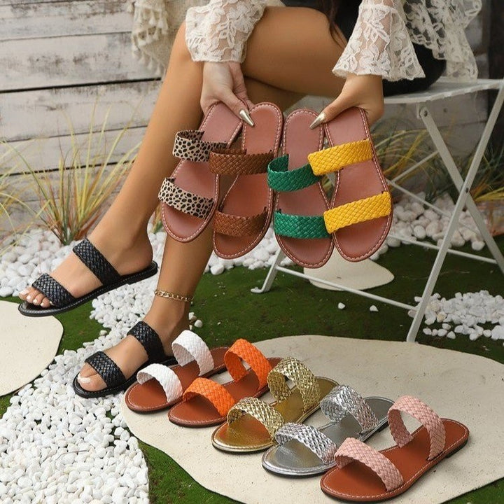 Damen Geflochtene Riemchen-Sandalen mit komfortablem Fußbett und rutschfester Sohle Drune