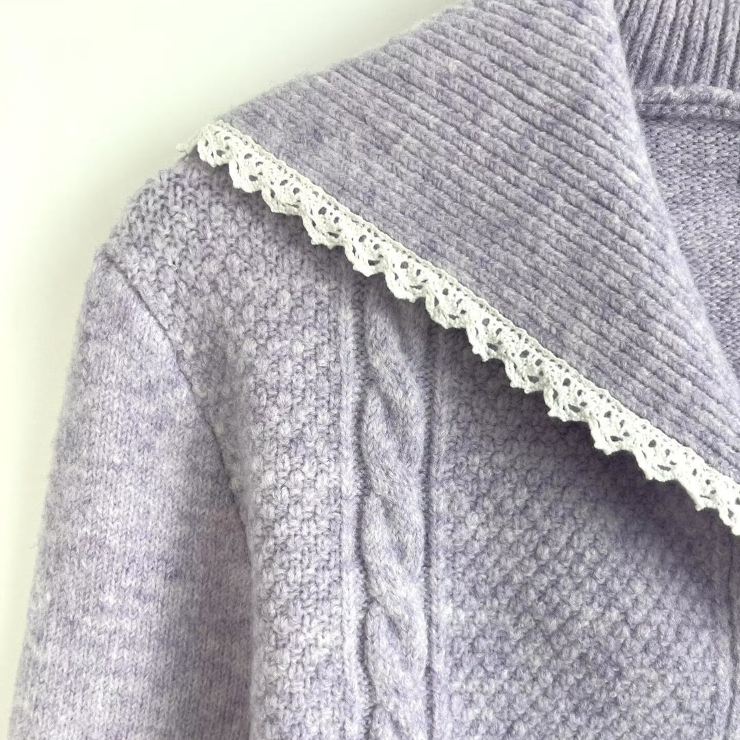 Damen Strickjacke mit romantischen Häkelbesätzen und klassischem Styling Drune