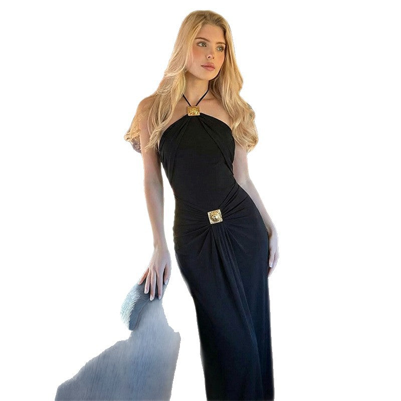 Damen Elegantes Maxikleid mit trendigem Halterdesign und tailliertem Schnitt Drune