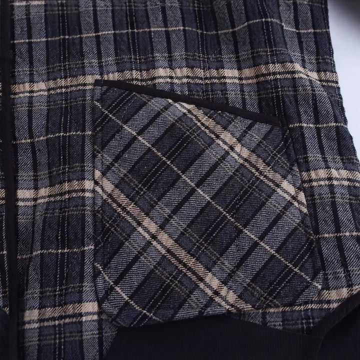 Damen nan gesteppte Karojacke mit rundem Halsausschnitt, leichter Wattierung und übergroßen aufgesetzten Taschen Drune