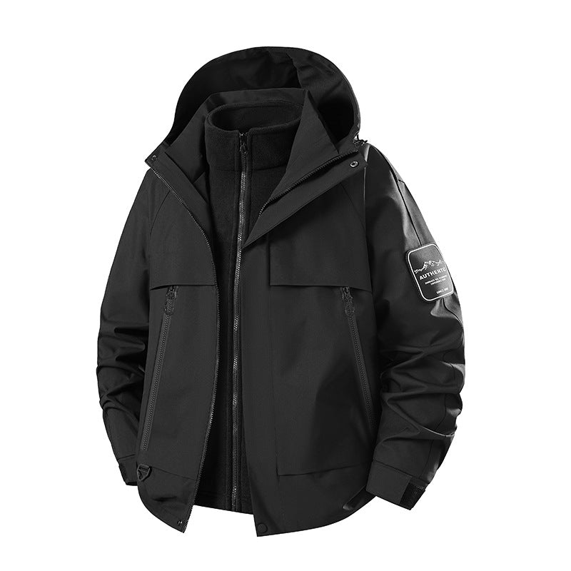 Herren multifunktionale Wasserfeste Softshell-Regenjacke mit abnehmbarer Fleece-Innenjacke Drune