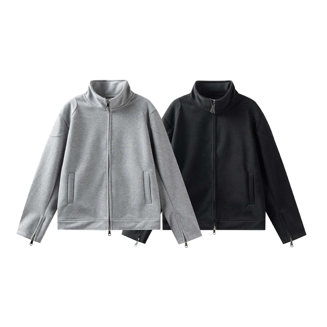 Unisex Hochgeschlossene Zip-Jacke aus French‑Terry mit Ärmelschlitzen und Eingrifftaschen Drune