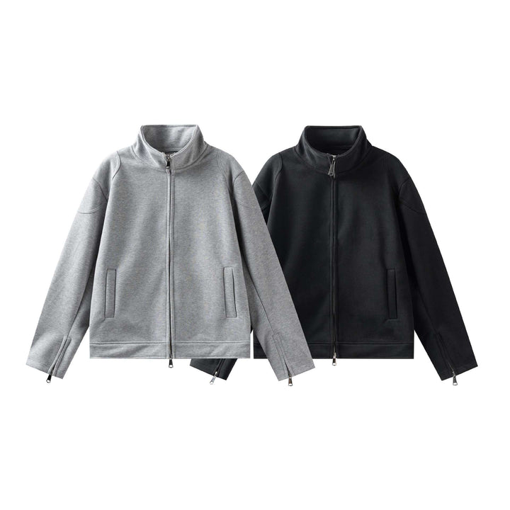 Unisex Hochgeschlossene Zip-Jacke aus French‑Terry mit Ärmelschlitzen und Eingrifftaschen Drune