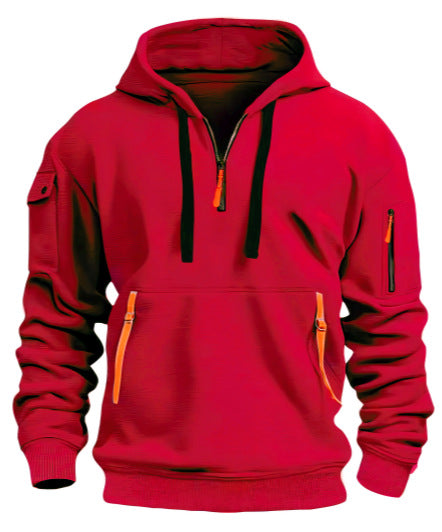 Herren sportlicher Kapuzenpullover mit Struktur und praktischen Taschen Drune