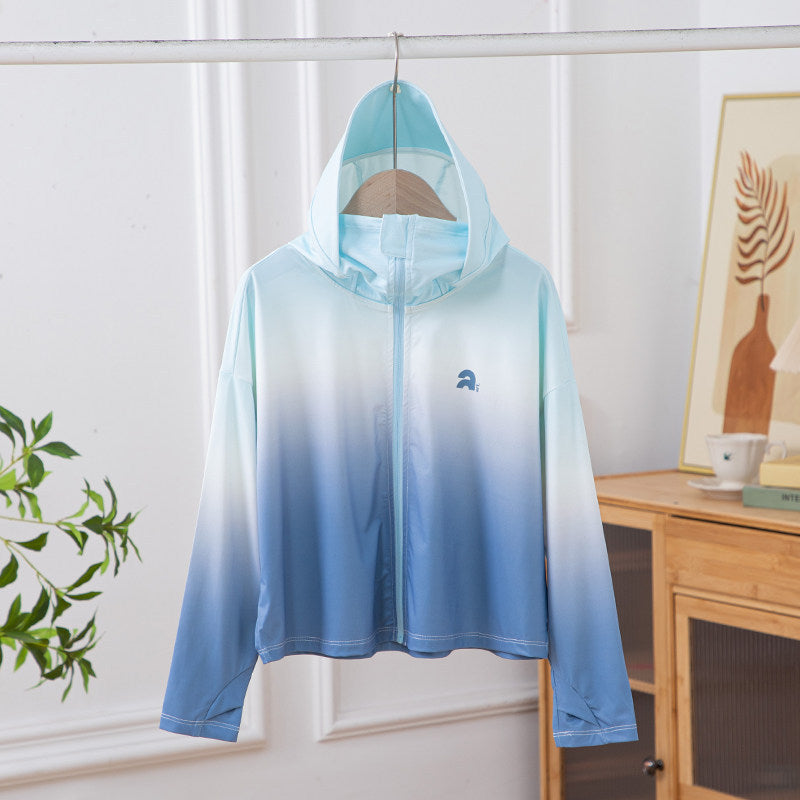 Damen nan leichte Kapuzenjacke mit UV-Schutz, schnell trocknender Sportjacke mit Reißverschluss Drune