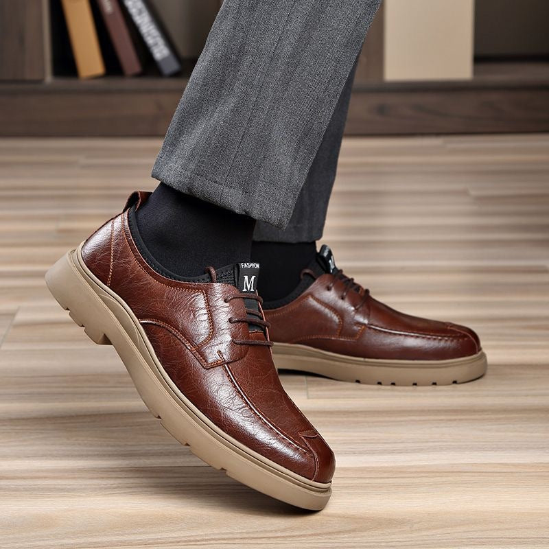 Herren Bequeme Leder Schnürschuhe mit rutschfester Sohle Drune