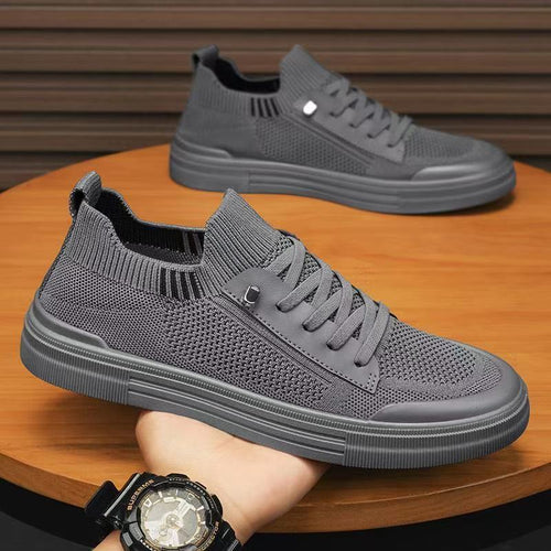 Herren Low-Top Strick-City-Sneaker mit elastischem Schaft, seitlichem Reißverschluss und stoßdämpfender Gummisohle Drune