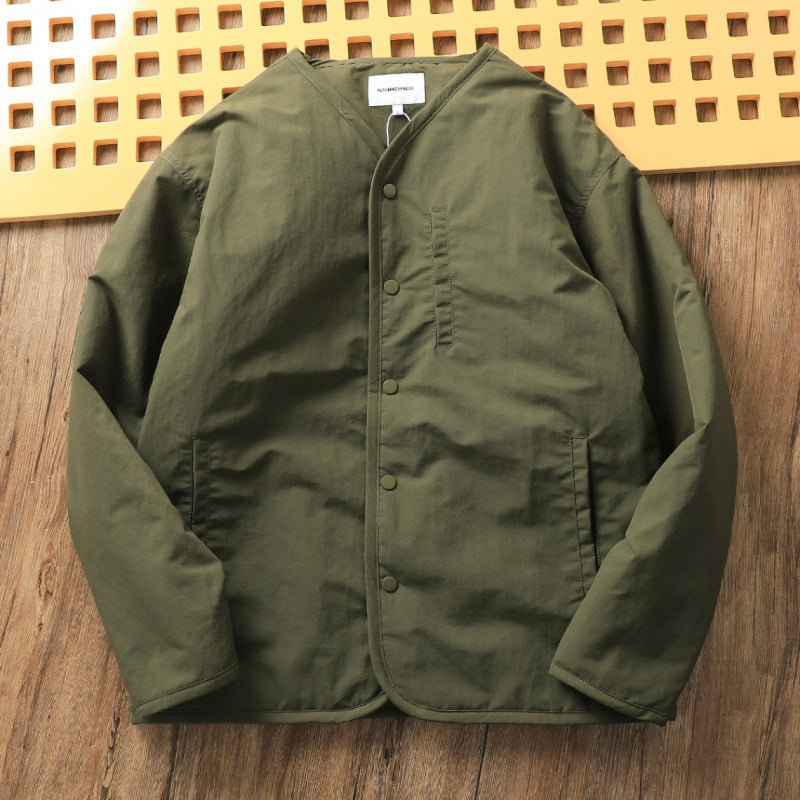 Herren Leicht wattierte Thermo-Linerjacke mit Druckknopfverschluss und gerundetem Saum Drune