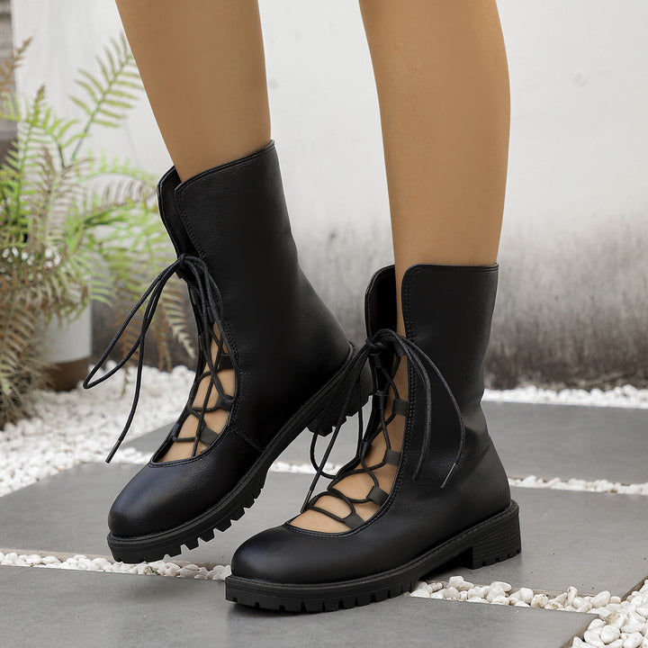 Damen Modische Schnürstiefel mit offener Gestaltung Drune