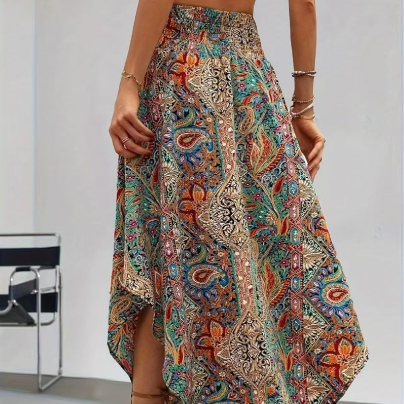 Damen Maxirock mit elegantem Paisleymuster und elastischem Bund Drune