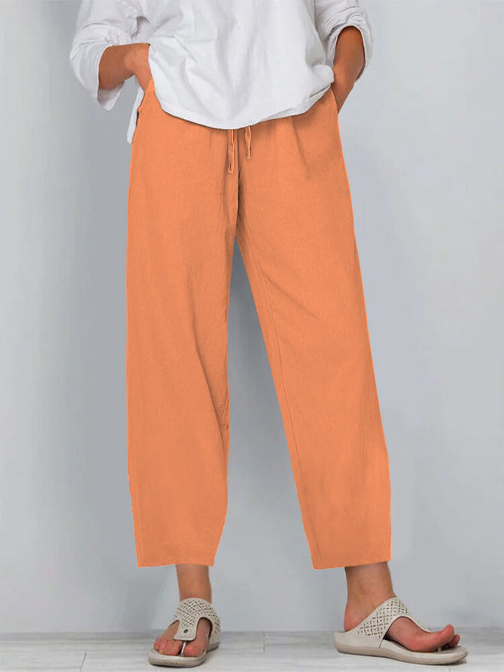 Damen Relaxed Culotte-Hosen mit Kordelzug, Seitentaschen und Knöchellänge Drune