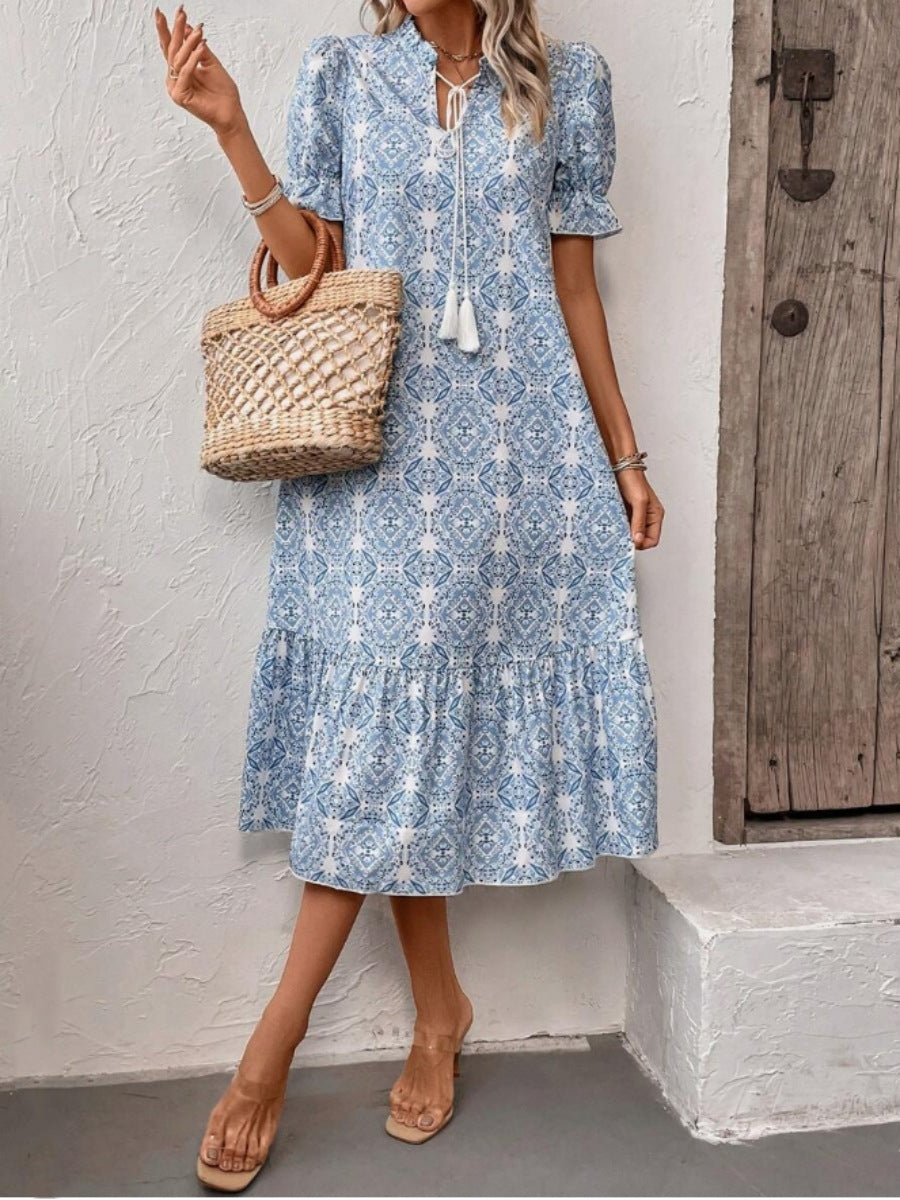 Damen Sommerliches Tunika-Kleid mit eleganten Schnüroptionen Drune