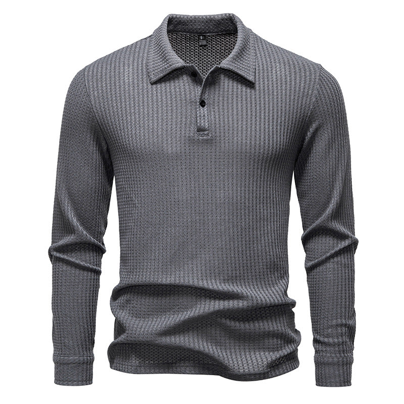 Herren Waffelstrick-Poloshirt mit Halbknopfleiste und Hemdkragen Drune