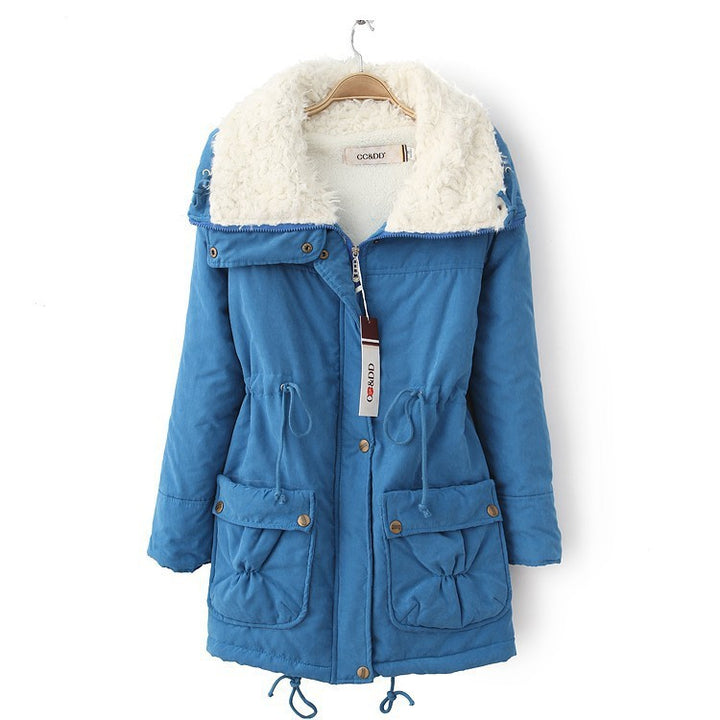 Damen nan taillierter Thermo-Parka mit Sherpa-Kapuze, verstellbarem Taillenzug und großen Pattentaschen Drune