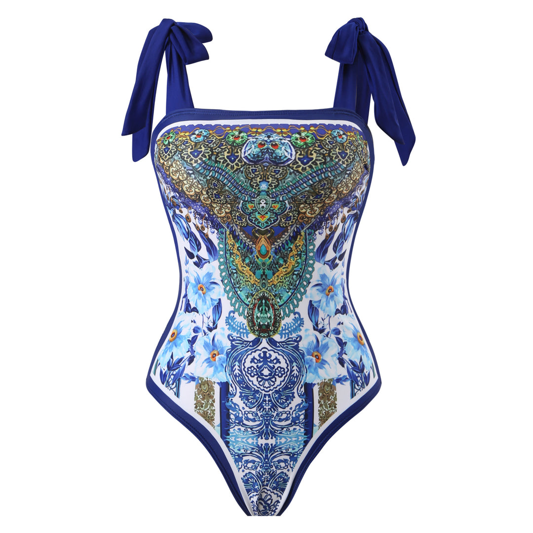 Damen Wickelrock mit elegantem Aquarell-Muster und Bindegürtel Drune