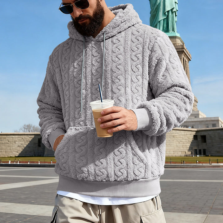 Herren Gefütterter Sherpa‑Hoodie mit Zopfmuster und Kapuze Drune