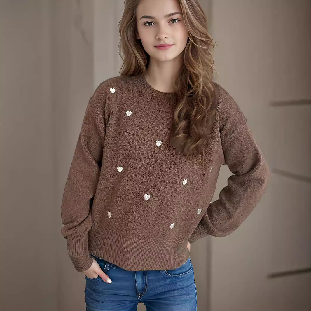 Damen Pullover mit verspieltem Herzmotiv und lässiger Passform Drune