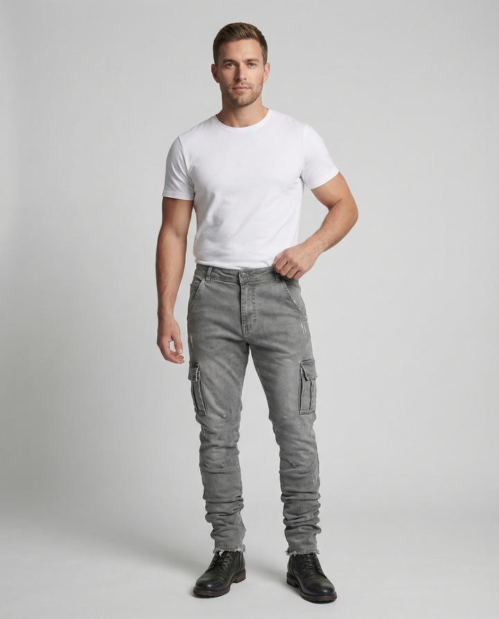 Herren Cargo-Jeans im lässigen Slim-Fit-Design mit funktionalen Taschen Drune
