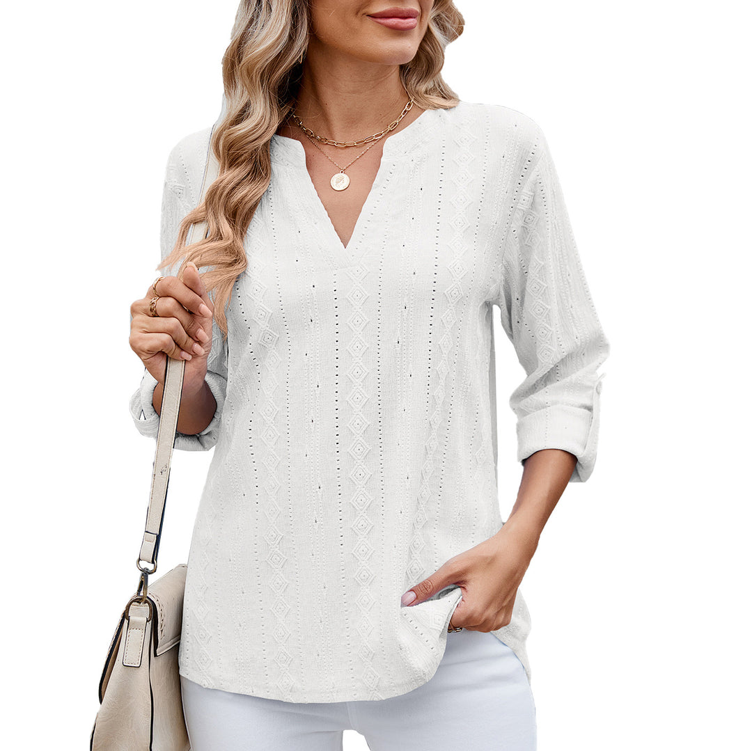 Damen Elegantes und luftiges Blusenshirt mit V-Ausschnitt Drune