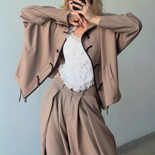 Damen modische Kapuzenjacke mit durchgehendem Reißverschluss und seitlichen Taschen