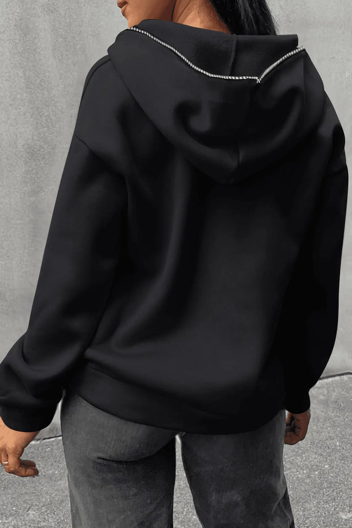 Damen Kapuzenjacke mit kreativem Grafikdruck und Kängurutaschen Drune