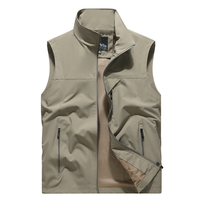 Herren Winddichte Softshell‑Outdoorweste mit belüftetem Mesh‑Innenfutter und verdeckten Reißverschlusstaschen Drune