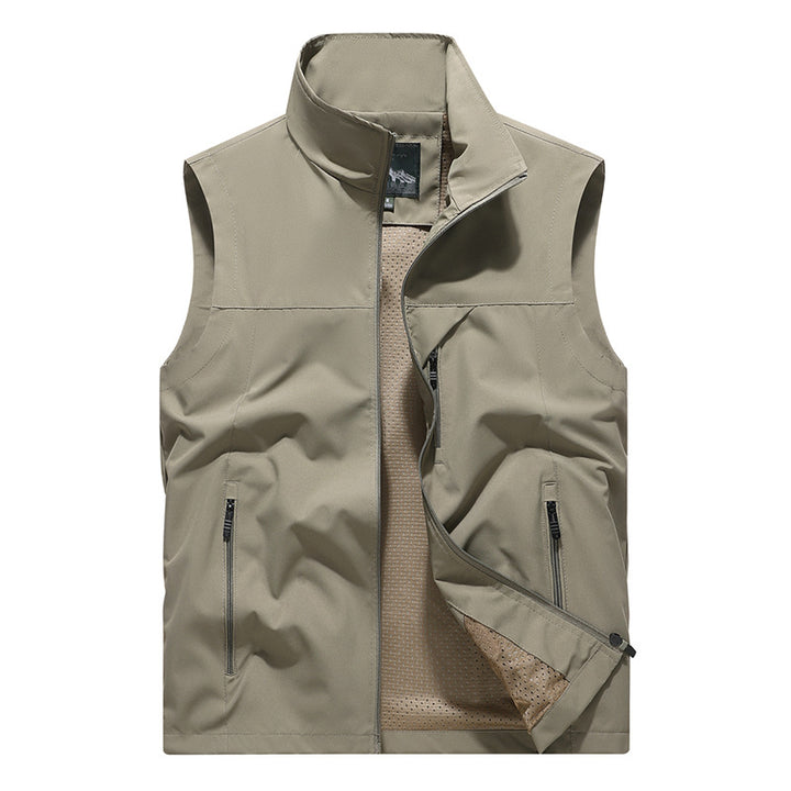 Herren Winddichte Softshell‑Outdoorweste mit belüftetem Mesh‑Innenfutter und verdeckten Reißverschlusstaschen Drune