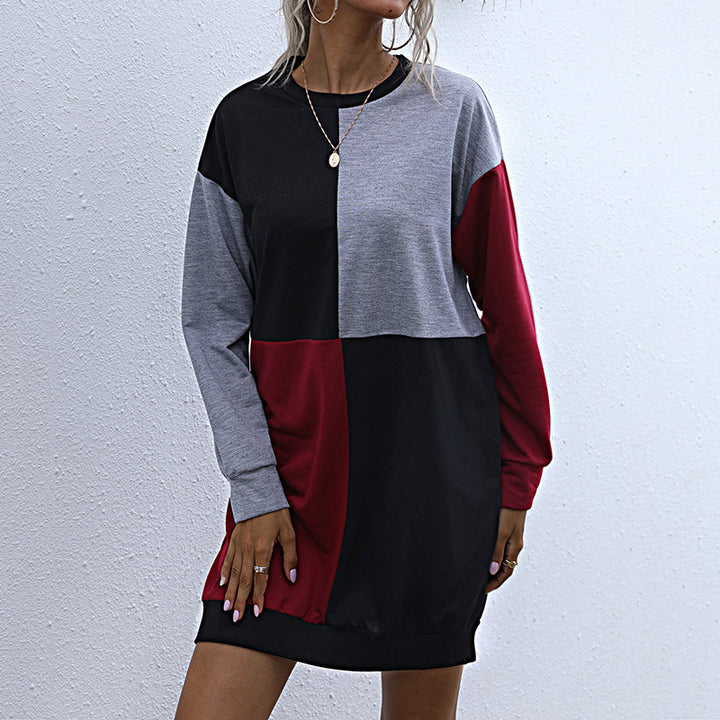 Damen Langarm-Sweatkleid mit Blockpaneelen und weitgeschnittener Passform Drune