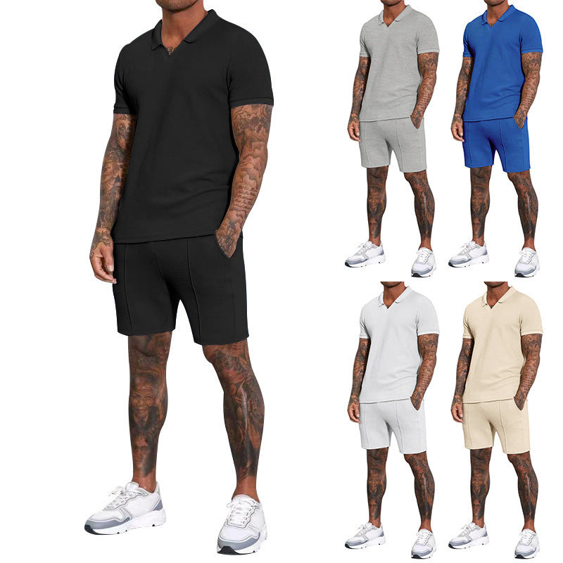 Herren Polo-Shirt und Shorts Set mit atmungsaktiver Struktur Drune