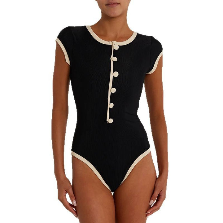 Damen Badeanzug mit Knopfdetail und elegantem Schnitt Drune