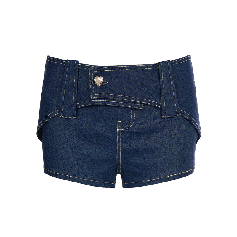 Damen Denim-Shorts mit stylischem Hosenbund und Schmuckdetails Drune