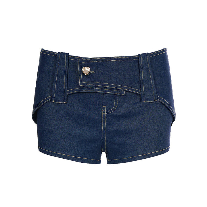 Damen Denim-Shorts mit stylischem Hosenbund und Schmuckdetails Drune