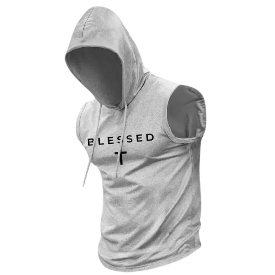 Herren nan ärmelloses Kapuzen-Sweatshirt mit Slogandruck und athletischer Passform Drune