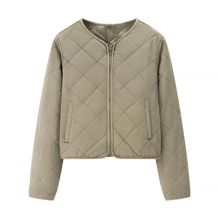Damen nan Kurzjacke im Boxy-Cut mit Diamantsteppung, abgerundetem Saum und verdecktem Reißverschluss Drune