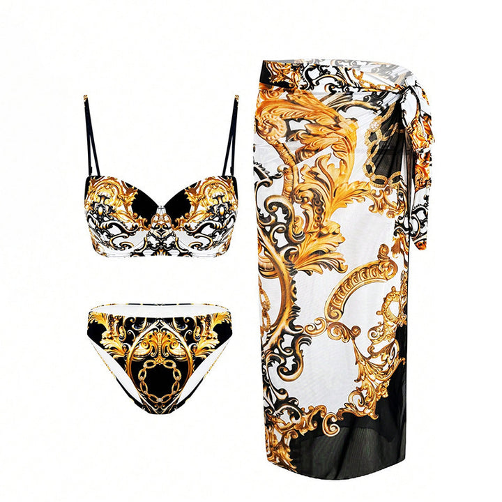 Damen glamouröses Bikiniset mit pareo Drune