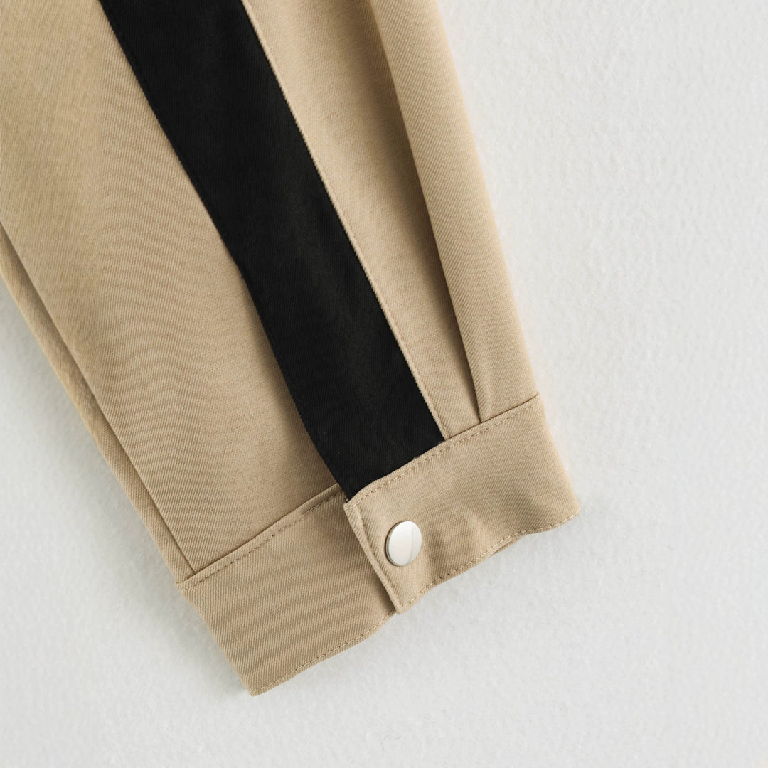 Damen Cropped Boxy-Trackjacke mit Stehkragen und Kontraststreifen Drune