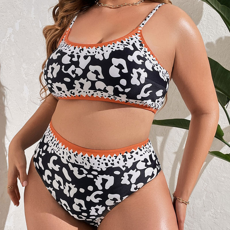 Damen Hochtaillierter Bikini mit animalischem Muster und sportlichem Design Drune