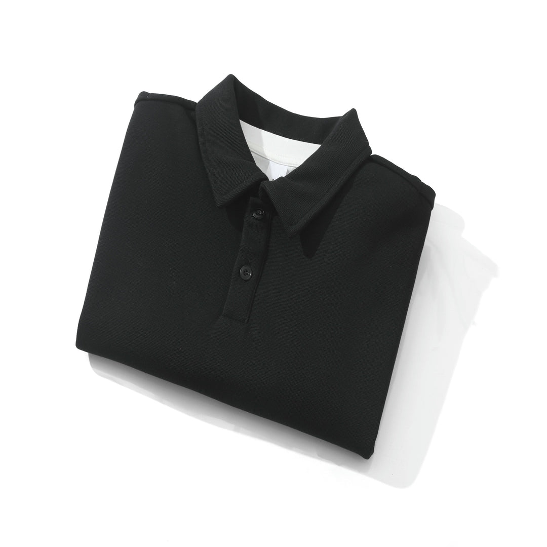 Unisex Oversize-Poloshirt-Sweatshirt mit Halbknopfleiste und Layering-Effekt Drune