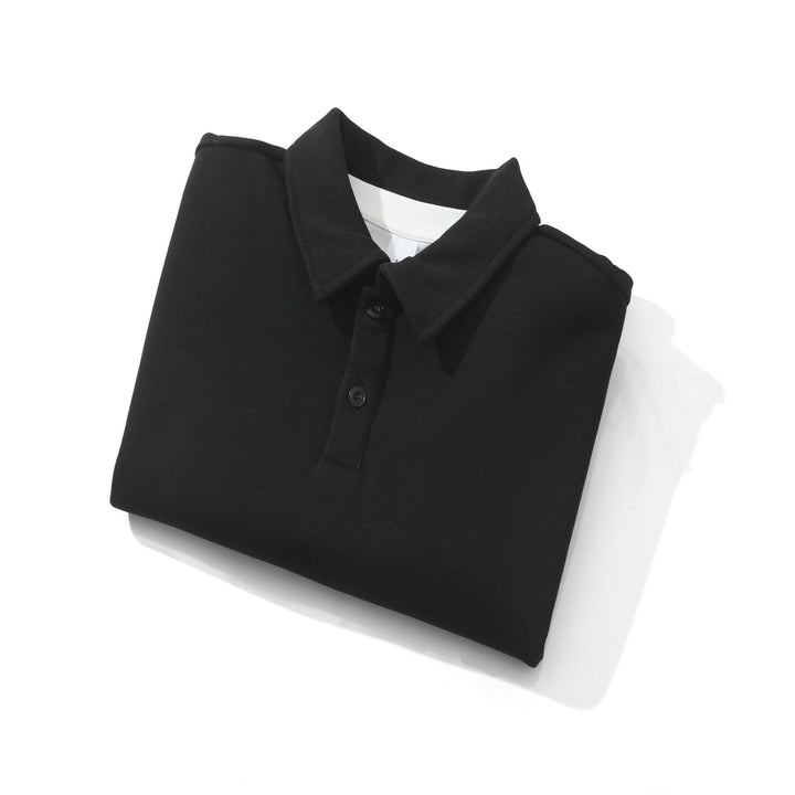 Unisex Oversize-Poloshirt-Sweatshirt mit Halbknopfleiste und Layering-Effekt Drune