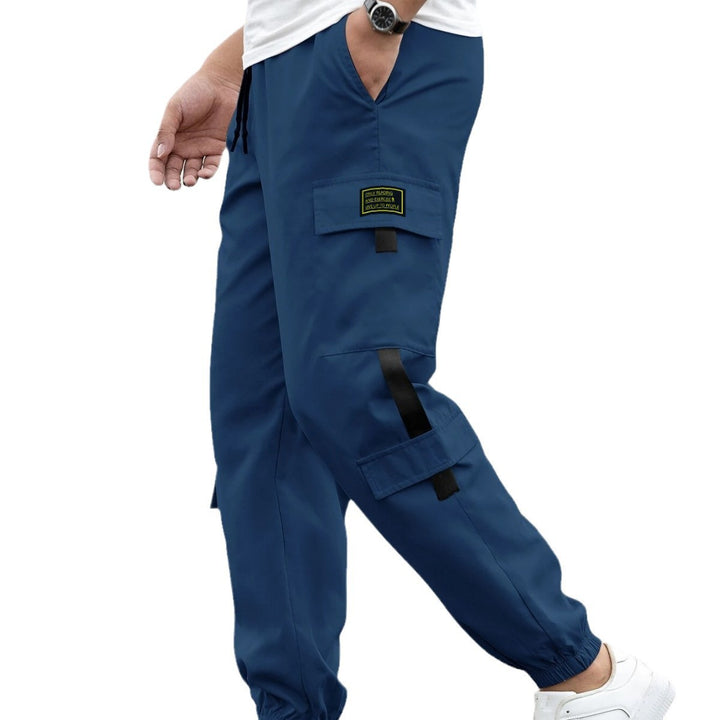 Herren modische Cargo-Joggerhose mit elastischem Bund, Kordelzug und mehreren Sicherheits- und Klappentaschen Drune