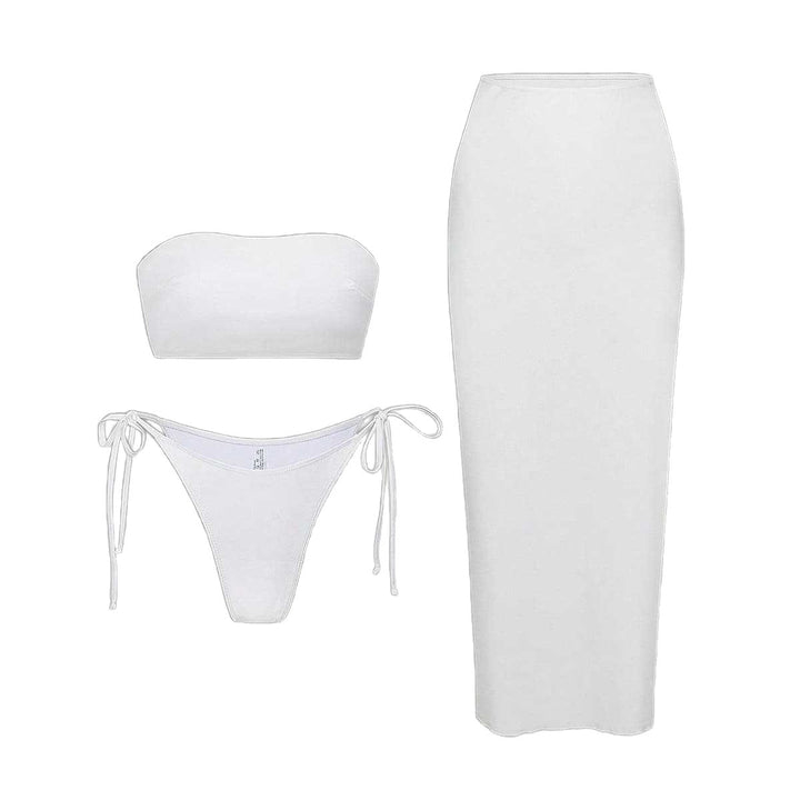 Damen Bikini-Set mit elegantem Bandeau-Oberteil und verspieltem Maxirock Drune