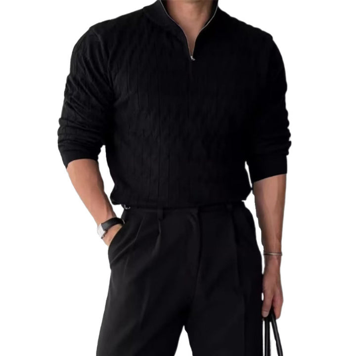 Herren Grobstrickpullover mit Stehkragen und Reißverschluss Drune