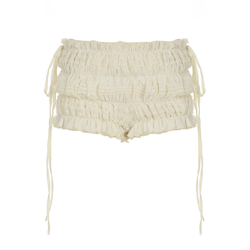 Damen Rüschen-Shorts mit verstellbaren Bindebändern Drune